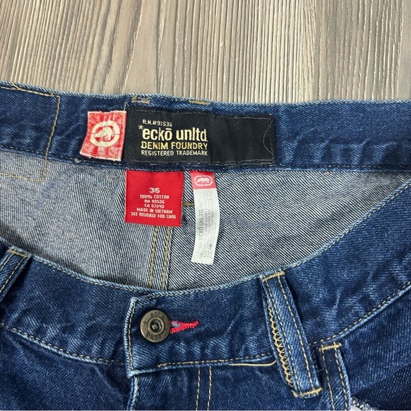 ecko unltd Y2K Dark Wash Jean Shorts Carpenter Style Baggy Denim Men’s 36 - Picture 4 of 9